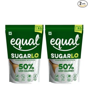 Equal SugarLo | Sugar Blended With Stevia | 50% Less Calories Sugar |1Kg (500g Pack of 2)